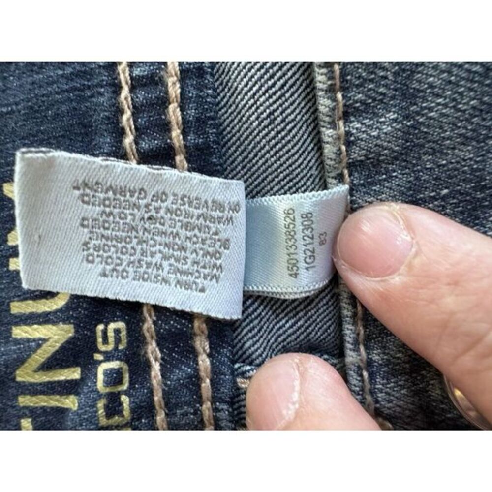 Chico's Platinum Jeans Size 35 Short‎ Denim Stretch GOLD sequins - Picture 7 of 11